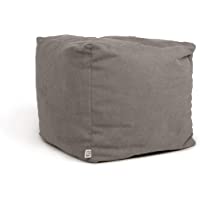 Arketicom Soft Cube - Puff de salón con reposapiés- suave- cuadrado- extraíble- 42 x 42 cm- gris